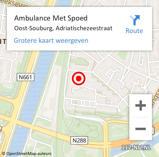 Locatie op kaart van de 112 melding: Ambulance Met Spoed Naar Oost-Souburg, Adriatischezeestraat op 21 oktober 2016 17:26