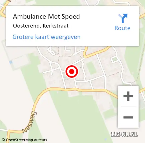 Locatie op kaart van de 112 melding: Ambulance Met Spoed Naar Oosterend, Kerkstraat op 21 oktober 2016 20:35