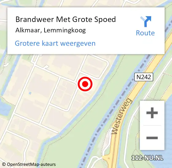 Locatie op kaart van de 112 melding: Brandweer Met Grote Spoed Naar Alkmaar, Lemmingkoog op 22 oktober 2016 03:30