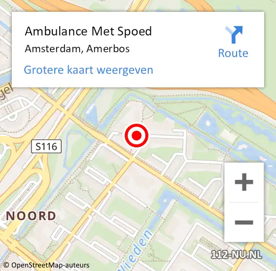 Locatie op kaart van de 112 melding: Ambulance Met Spoed Naar Amsterdam, Amerbos op 22 oktober 2016 07:08