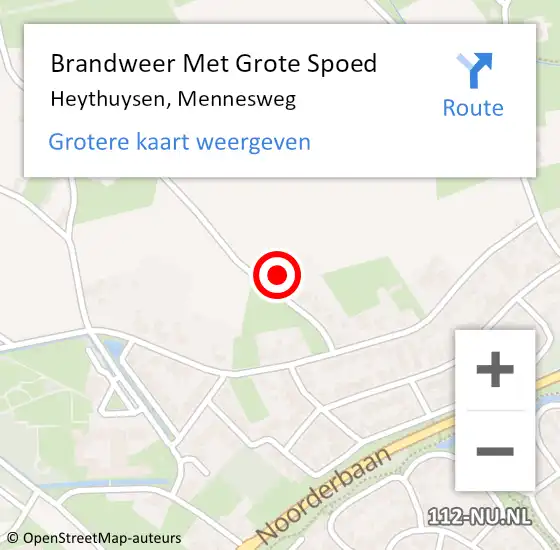 Locatie op kaart van de 112 melding: Brandweer Met Grote Spoed Naar Heythuysen, Mennesweg op 22 oktober 2016 07:43