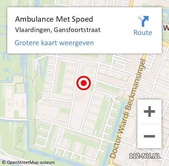 Locatie op kaart van de 112 melding: Ambulance Met Spoed Naar Vlaardingen, Gansfoortstraat op 22 oktober 2016 09:02