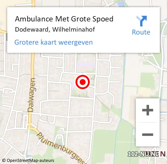 Locatie op kaart van de 112 melding: Ambulance Met Grote Spoed Naar Dodewaard, Wilhelminahof op 22 oktober 2016 16:50