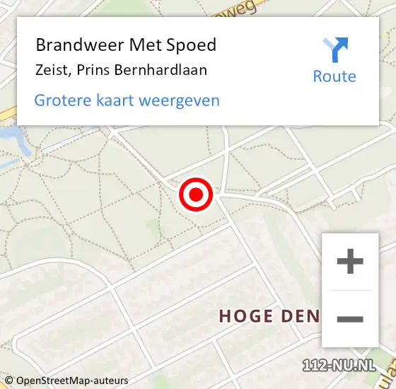 Locatie op kaart van de 112 melding: Brandweer Met Spoed Naar Zeist, Prins Bernhardlaan op 31 december 2013 10:57