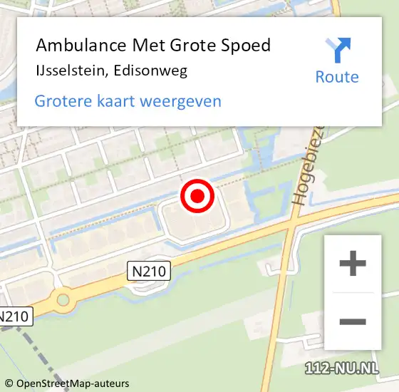Locatie op kaart van de 112 melding: Ambulance Met Grote Spoed Naar IJsselstein, Edisonweg op 23 oktober 2016 04:29