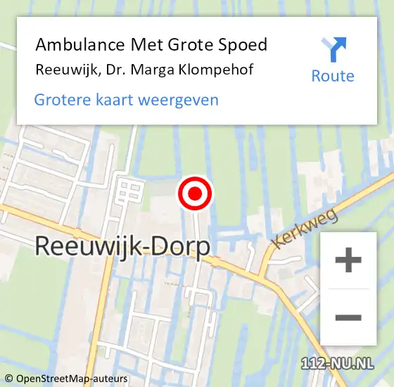 Locatie op kaart van de 112 melding: Ambulance Met Grote Spoed Naar Reeuwijk, Dr. Marga Klompehof op 23 oktober 2016 11:11