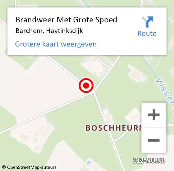 Locatie op kaart van de 112 melding: Brandweer Met Grote Spoed Naar Barchem, Haytinksdijk op 23 oktober 2016 16:54