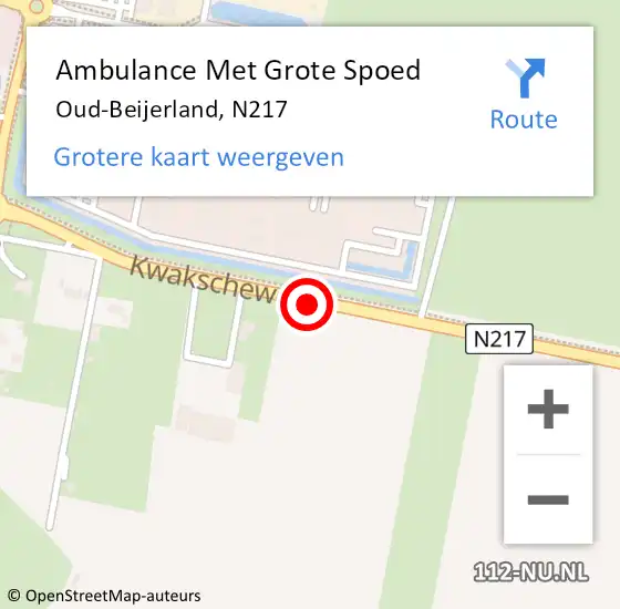 Locatie op kaart van de 112 melding: Ambulance Met Grote Spoed Naar Oud-Beijerland, N217 op 23 oktober 2016 17:59