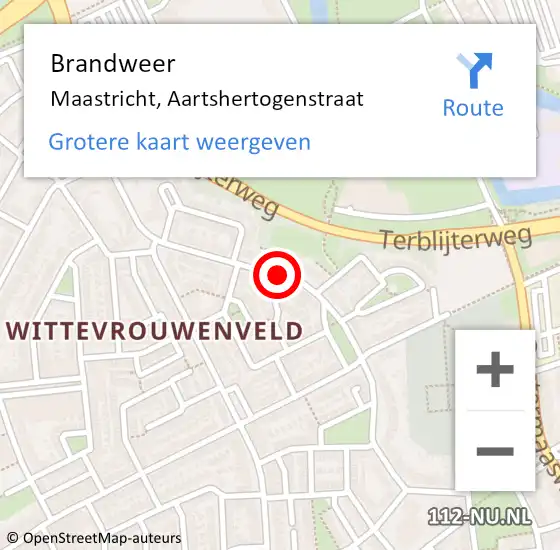 Locatie op kaart van de 112 melding: Brandweer Maastricht, Aartshertogenstraat op 31 december 2013 11:47