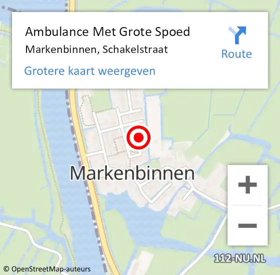 Locatie op kaart van de 112 melding: Ambulance Met Grote Spoed Naar Markenbinnen, Schakelstraat op 23 oktober 2016 22:16
