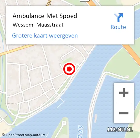 Locatie op kaart van de 112 melding: Ambulance Met Spoed Naar Wessem, Maasstraat op 23 oktober 2016 23:22