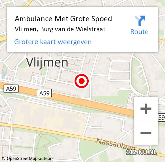 Locatie op kaart van de 112 melding: Ambulance Met Grote Spoed Naar Vlijmen, Burg van de Wielstraat op 24 oktober 2016 14:59
