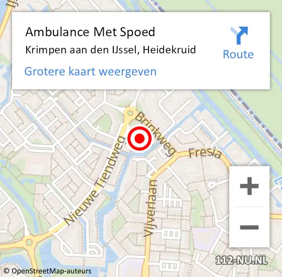 Locatie op kaart van de 112 melding: Ambulance Met Spoed Naar Krimpen aan den IJssel, Heidekruid op 24 oktober 2016 19:19