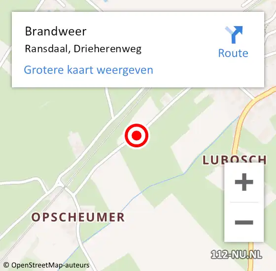 Locatie op kaart van de 112 melding: Brandweer Ransdaal, Drieherenweg op 24 oktober 2016 22:21
