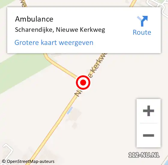 Locatie op kaart van de 112 melding: Ambulance Scharendijke, Nieuwe Kerkweg op 25 oktober 2016 09:43