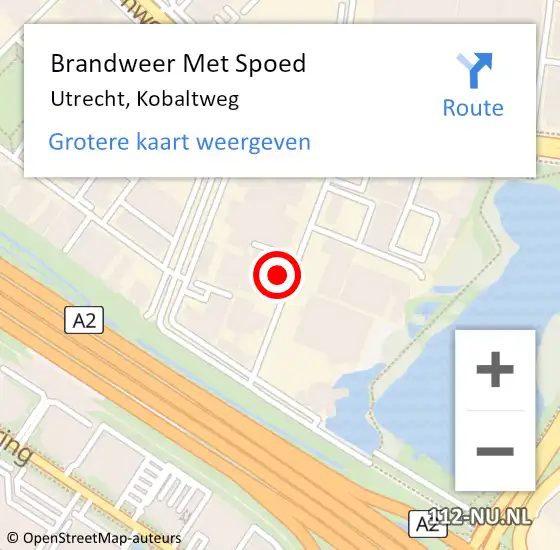 Locatie op kaart van de 112 melding: Brandweer Met Spoed Naar Utrecht, Kobaltweg op 25 oktober 2016 11:34