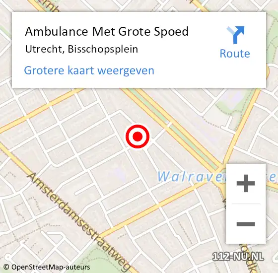 Locatie op kaart van de 112 melding: Ambulance Met Grote Spoed Naar Utrecht, Bisschopsplein op 25 oktober 2016 12:53