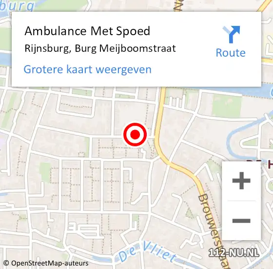 Locatie op kaart van de 112 melding: Ambulance Met Spoed Naar Rijnsburg, Burg Meijboomstraat op 25 oktober 2016 17:16