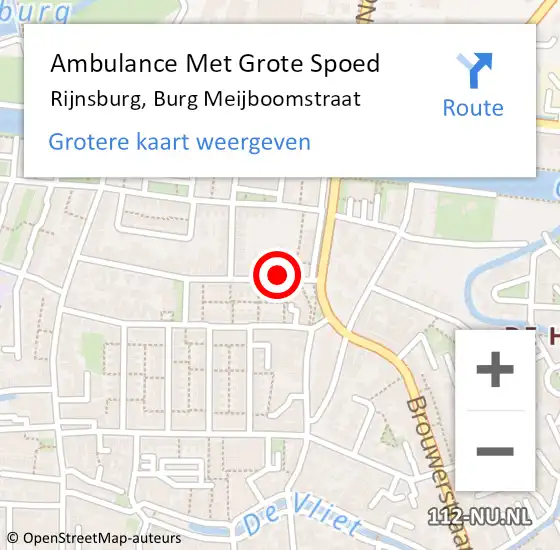 Locatie op kaart van de 112 melding: Ambulance Met Grote Spoed Naar Rijnsburg, Burg Meijboomstraat op 25 oktober 2016 17:21