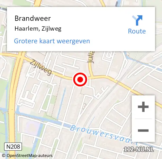 Locatie op kaart van de 112 melding: Brandweer Haarlem, Zijlweg op 25 oktober 2016 18:30