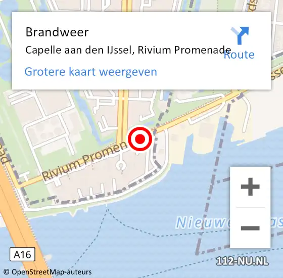 Locatie op kaart van de 112 melding: Brandweer Capelle aan den IJssel, Rivium Promenade op 25 oktober 2016 19:44