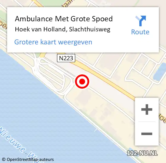 Locatie op kaart van de 112 melding: Ambulance Met Grote Spoed Naar Hoek van Holland, Slachthuisweg op 25 oktober 2016 20:48