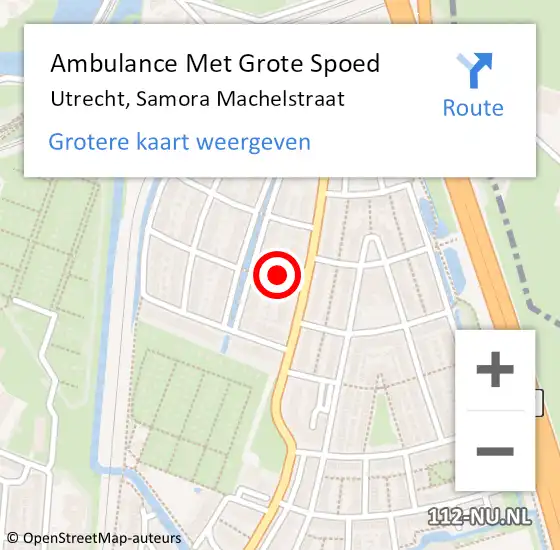 Locatie op kaart van de 112 melding: Ambulance Met Grote Spoed Naar Utrecht, Samora Machelstraat op 26 oktober 2016 12:05