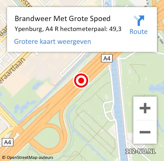 Locatie op kaart van de 112 melding: Brandweer Met Grote Spoed Naar Ypenburg, A4 L hectometerpaal: 48,9 op 26 oktober 2016 17:43