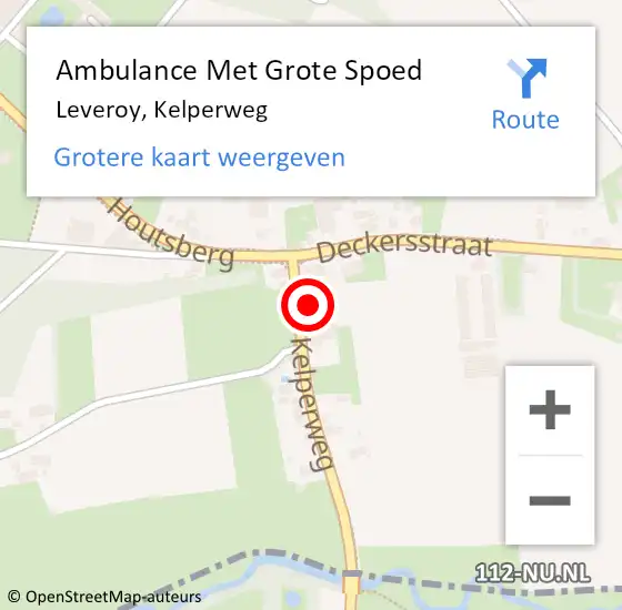 Locatie op kaart van de 112 melding: Ambulance Met Grote Spoed Naar Leveroy, Kelperweg op 26 oktober 2016 23:52