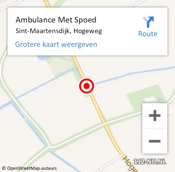 Locatie op kaart van de 112 melding: Ambulance Met Spoed Naar Sint-Maartensdijk, Hogeweg op 27 oktober 2016 12:40