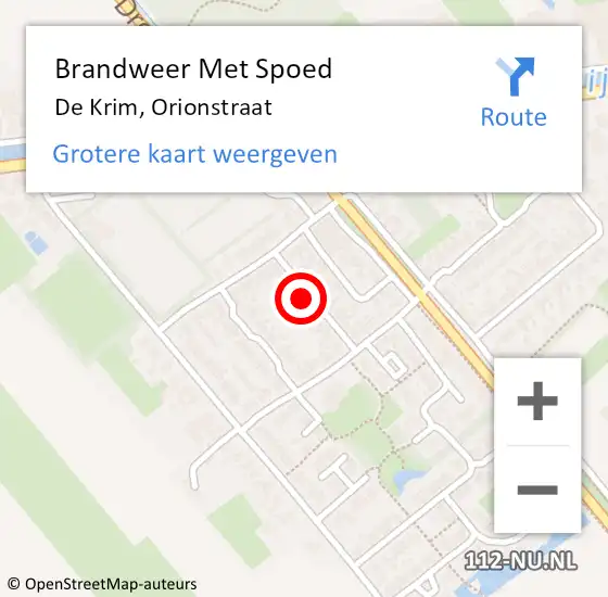 Locatie op kaart van de 112 melding: Brandweer Met Spoed Naar De Krim, Orionstraat op 31 december 2013 14:53