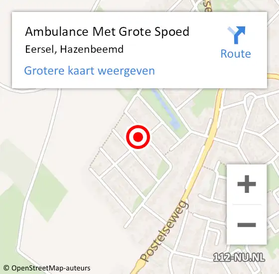 Locatie op kaart van de 112 melding: Ambulance Met Grote Spoed Naar Eersel, Hazenbeemd op 27 oktober 2016 22:27