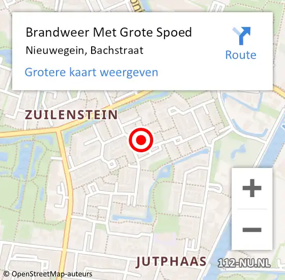 Locatie op kaart van de 112 melding: Brandweer Met Grote Spoed Naar Nieuwegein, Bachstraat op 27 oktober 2016 22:37