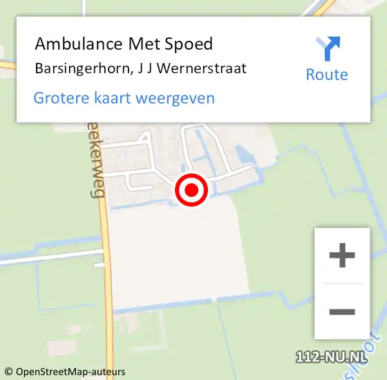 Locatie op kaart van de 112 melding: Ambulance Met Spoed Naar Barsingerhorn, J J Wernerstraat op 28 oktober 2016 07:37