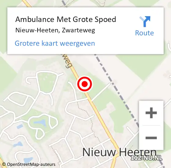 Locatie op kaart van de 112 melding: Ambulance Met Grote Spoed Naar Nieuw-Heeten, Zwarteweg op 28 oktober 2016 08:11