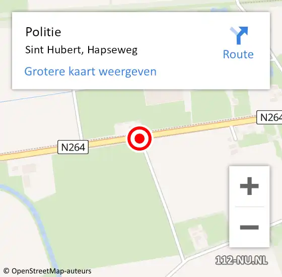 Locatie op kaart van de 112 melding: Politie Sint Hubert, Hapseweg op 28 oktober 2016 08:34