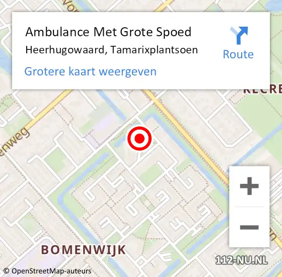 Locatie op kaart van de 112 melding: Ambulance Met Grote Spoed Naar Heerhugowaard, Tamarixplantsoen op 28 oktober 2016 11:53