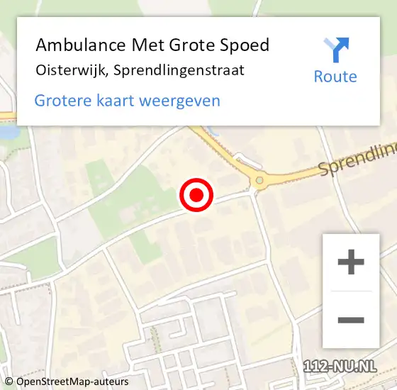 Locatie op kaart van de 112 melding: Ambulance Met Grote Spoed Naar Oisterwijk, Sprendlingenstraat op 28 oktober 2016 15:17