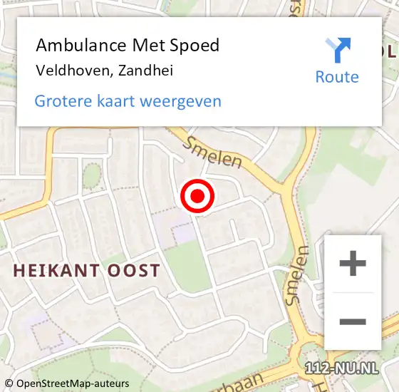 Locatie op kaart van de 112 melding: Ambulance Met Spoed Naar Veldhoven, Zandhei op 28 oktober 2016 17:12