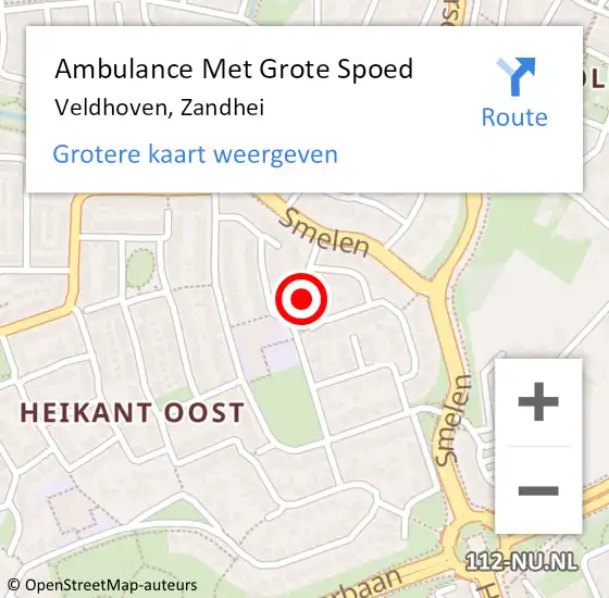 Locatie op kaart van de 112 melding: Ambulance Met Grote Spoed Naar Veldhoven, Zandhei op 28 oktober 2016 17:18