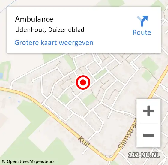 Locatie op kaart van de 112 melding: Ambulance Udenhout, Duizendblad op 28 oktober 2016 18:04