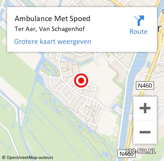 Locatie op kaart van de 112 melding: Ambulance Met Spoed Naar Ter Aar, Van Schagenhof op 28 oktober 2016 18:23