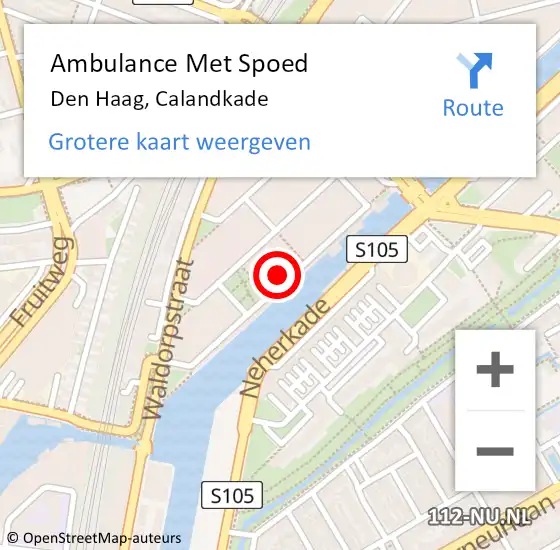 Locatie op kaart van de 112 melding: Ambulance Met Spoed Naar Den Haag, Calandkade op 29 oktober 2016 00:48
