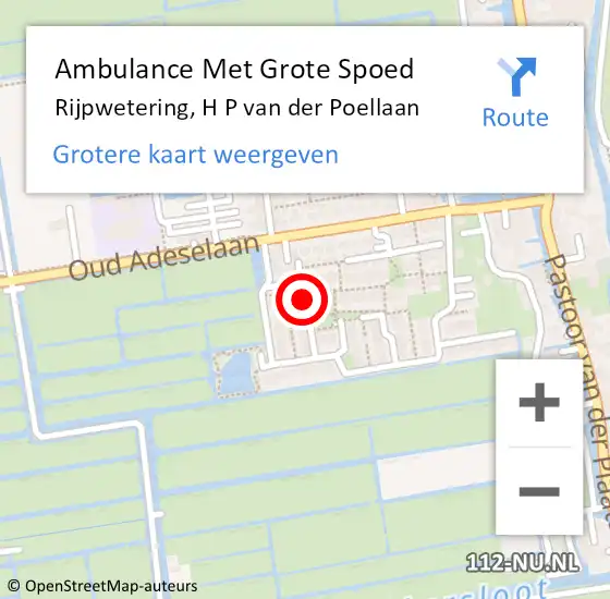 Locatie op kaart van de 112 melding: Ambulance Met Grote Spoed Naar Rijpwetering, H P van der Poellaan op 29 oktober 2016 05:07