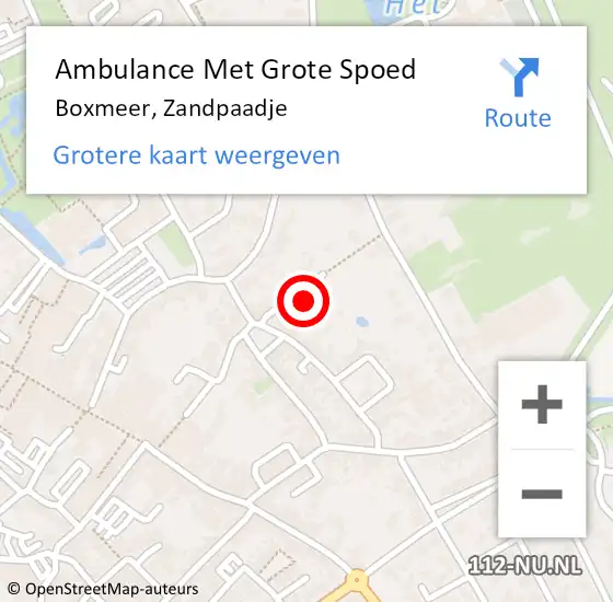 Locatie op kaart van de 112 melding: Ambulance Met Grote Spoed Naar Boxmeer, Zandpaadje op 29 oktober 2016 09:21