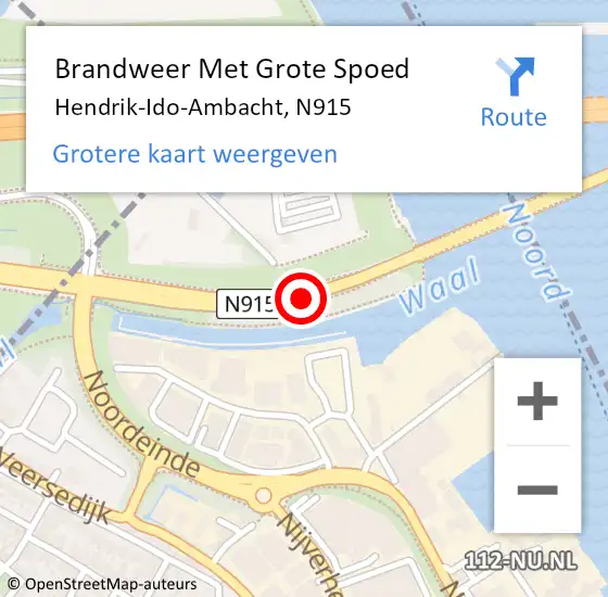 Locatie op kaart van de 112 melding: Brandweer Met Grote Spoed Naar Hendrik-Ido-Ambacht, N915 hectometerpaal: 23,8 op 29 oktober 2016 10:50