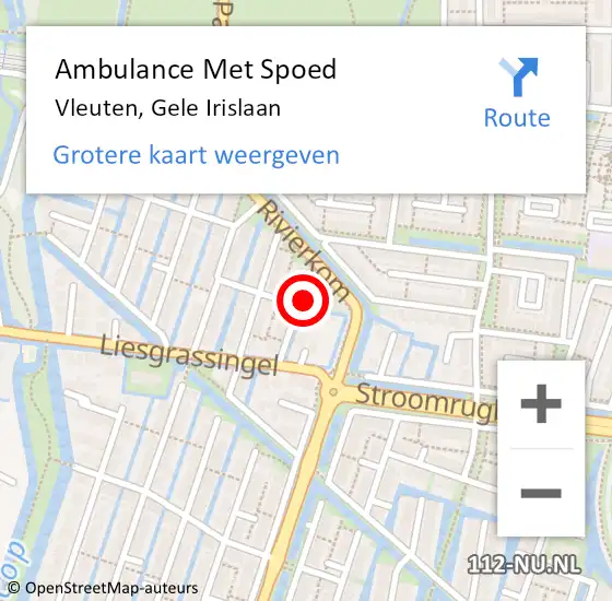 Locatie op kaart van de 112 melding: Ambulance Met Spoed Naar Vleuten, Gele Irislaan op 29 oktober 2016 10:56