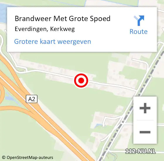 Locatie op kaart van de 112 melding: Brandweer Met Grote Spoed Naar Everdingen, Kerkweg op 29 oktober 2016 16:01