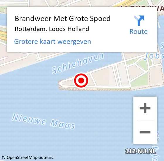 Locatie op kaart van de 112 melding: Brandweer Met Grote Spoed Naar Rotterdam, Loods Holland op 30 oktober 2016 01:20