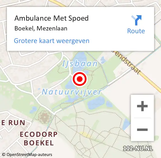 Locatie op kaart van de 112 melding: Ambulance Met Spoed Naar Boekel, Mezenlaan op 30 oktober 2016 02:25